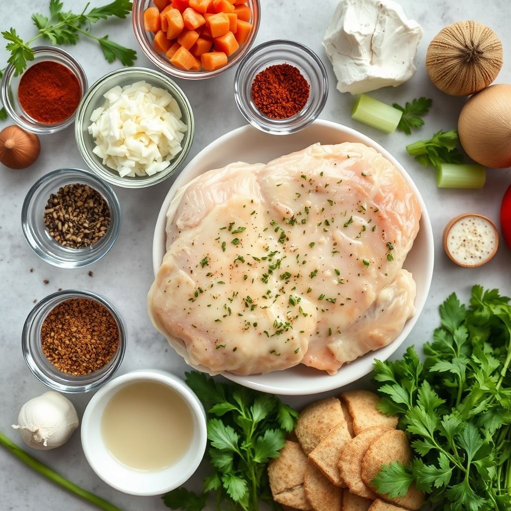 Ingredients for High-Protein Chicken Alfredo Bake for Easy Low-Carb Meal Prep - Quick & Homemade Comfort