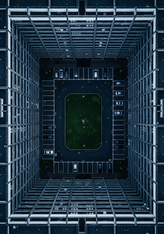 Drone View of Courtyard Parking