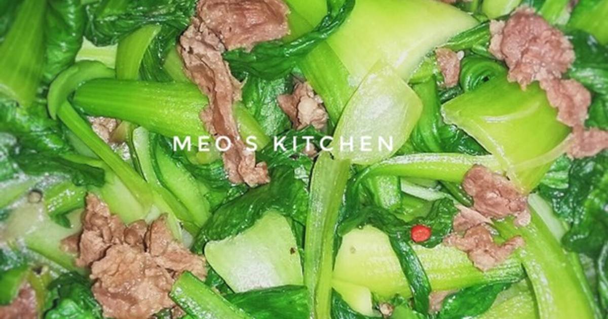 Cải thìa xào thịt bò