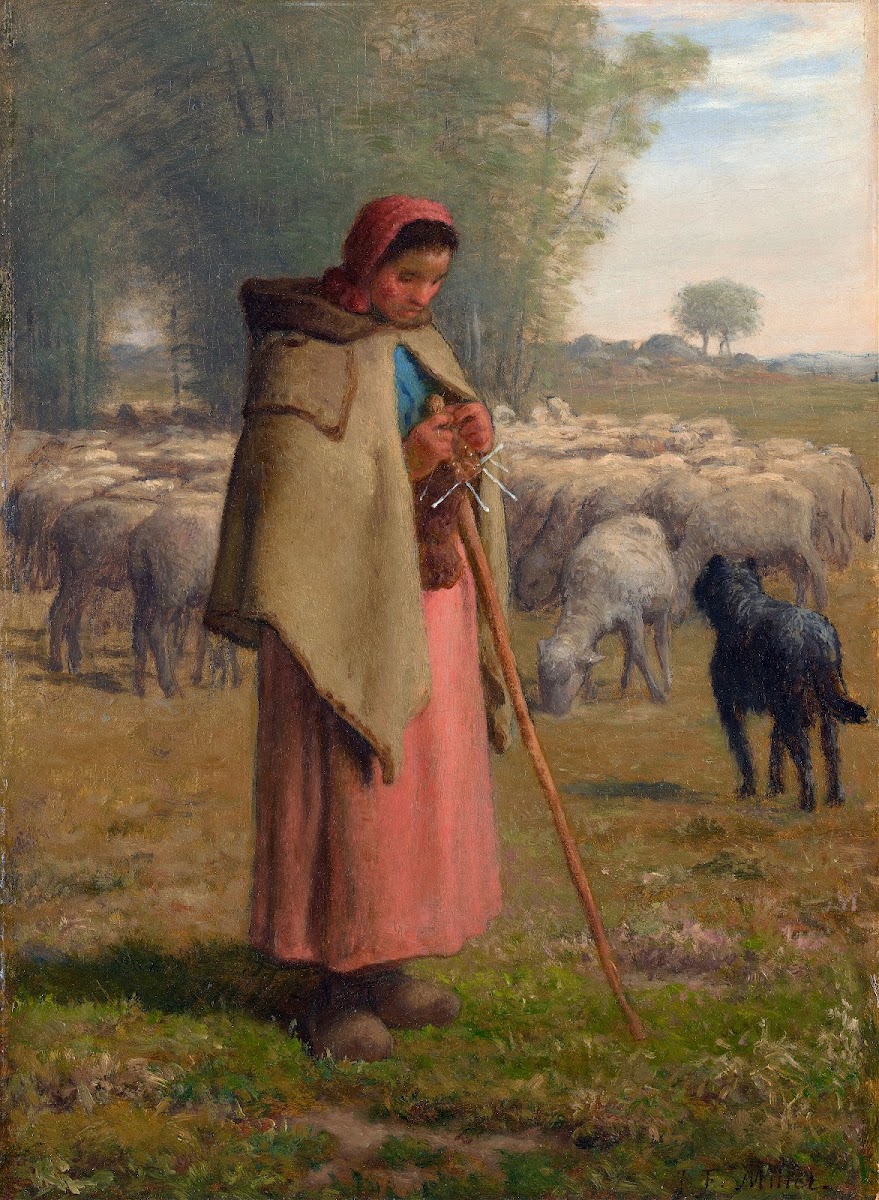 Young Girl Guarding Her Sheep c 186062