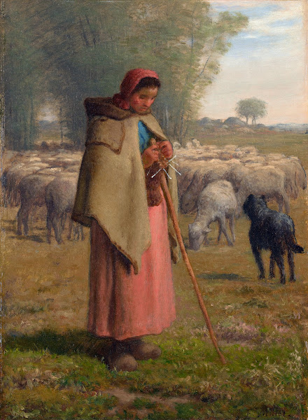 Young Girl Guarding Her Sheep c 186062