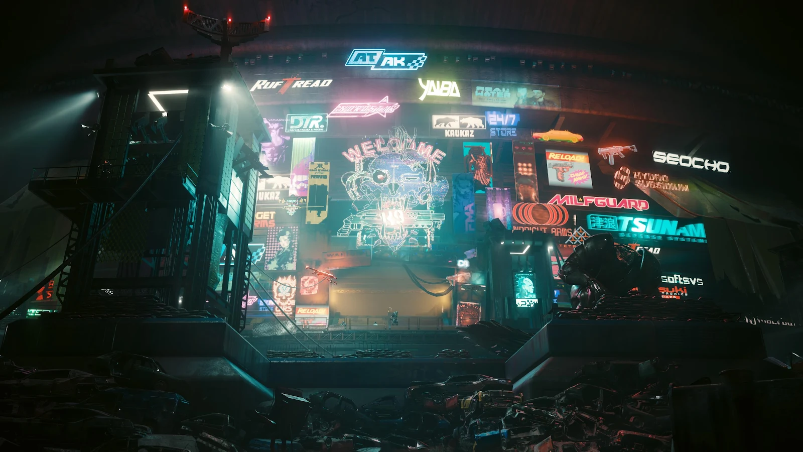 Cyberpunk 2077 Neon City Market - Video Game Screenshot 4K Wallpaper (3840x2160)