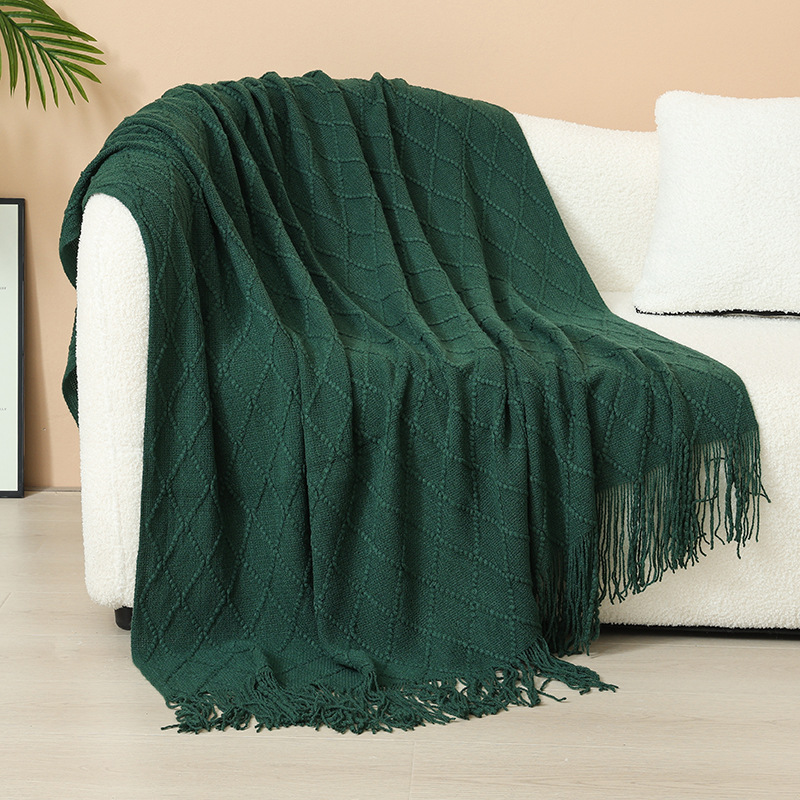Nordic Knitted Blanket with Fringes, Acrylic, 127x180cm or 130x230cm
