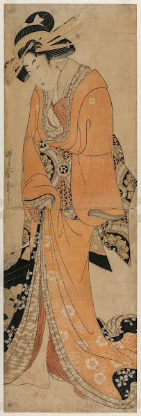 Geisha Standing Beside a Shamisen Case c 1810