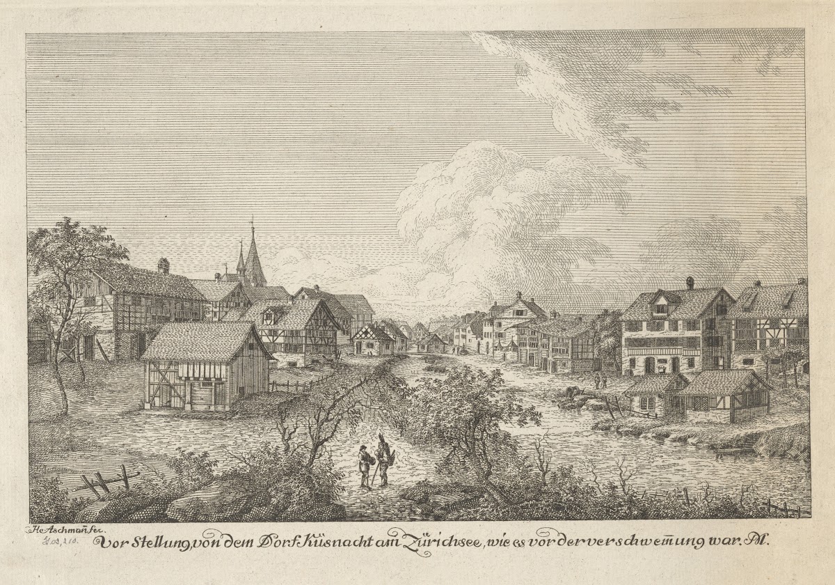 Vorstellung von dem Dorf Küsnacht am Zürichsee wie es vor der verschwemmung war