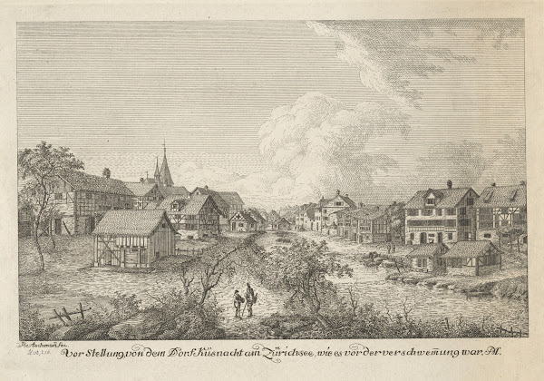 Vorstellung von dem Dorf Küsnacht am Zürichsee wie es vor der verschwemmung war