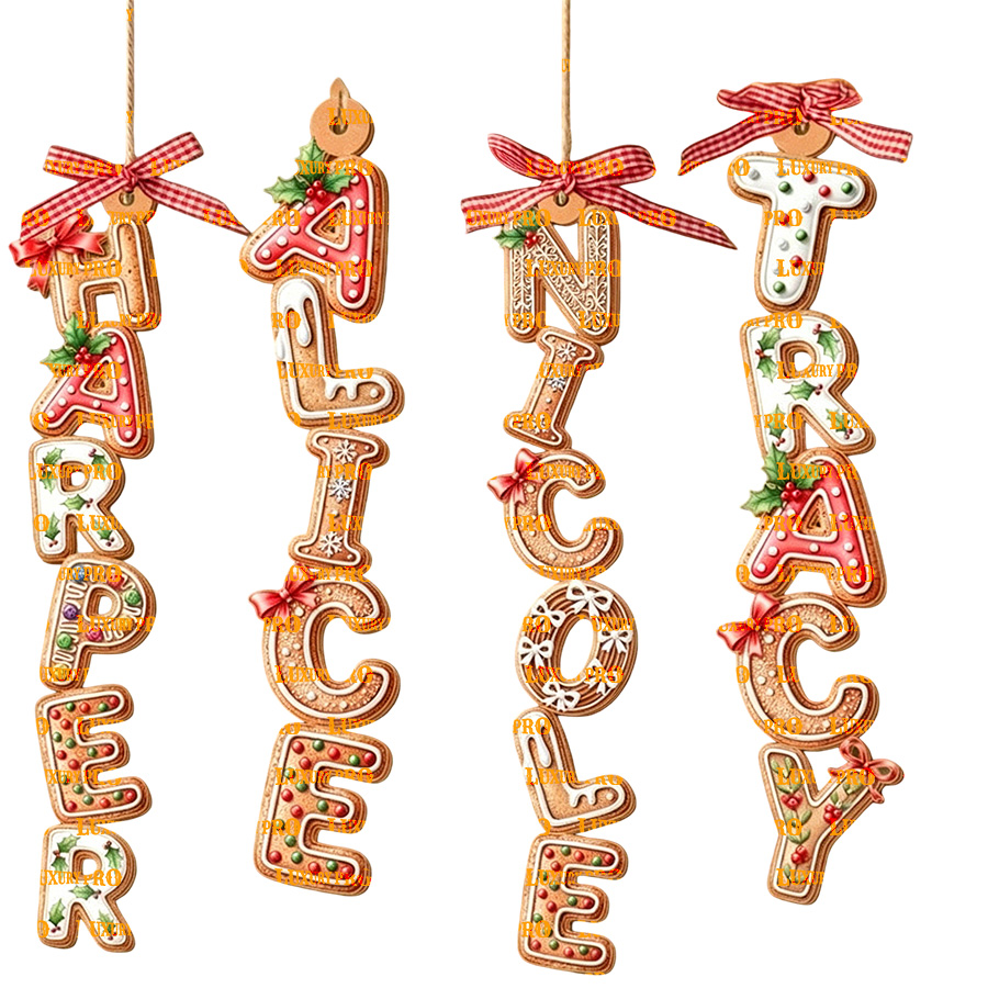 Gingerbread Letter Double-Layer Wooden Pendant