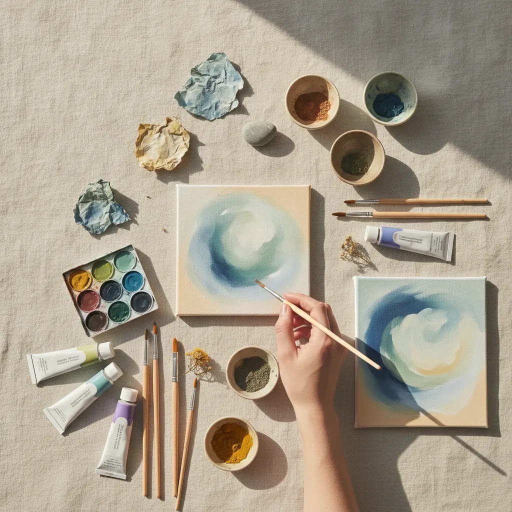 Calming abstract art materials for communication and regulation support
