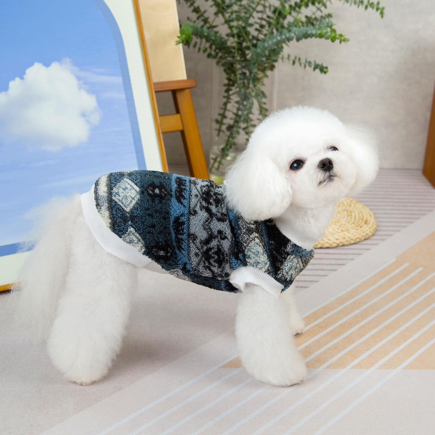 Fleece Vest for Dogs with Nordic Pattern