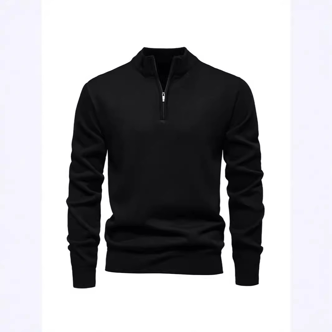 Schlanker Strickpullover mit Stehkragen und Reißverschluss