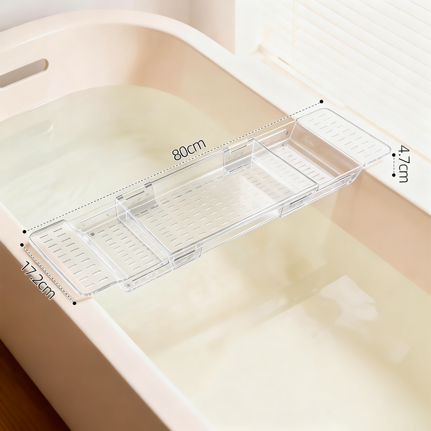 Expandable Bathtub Shelf with Drainage