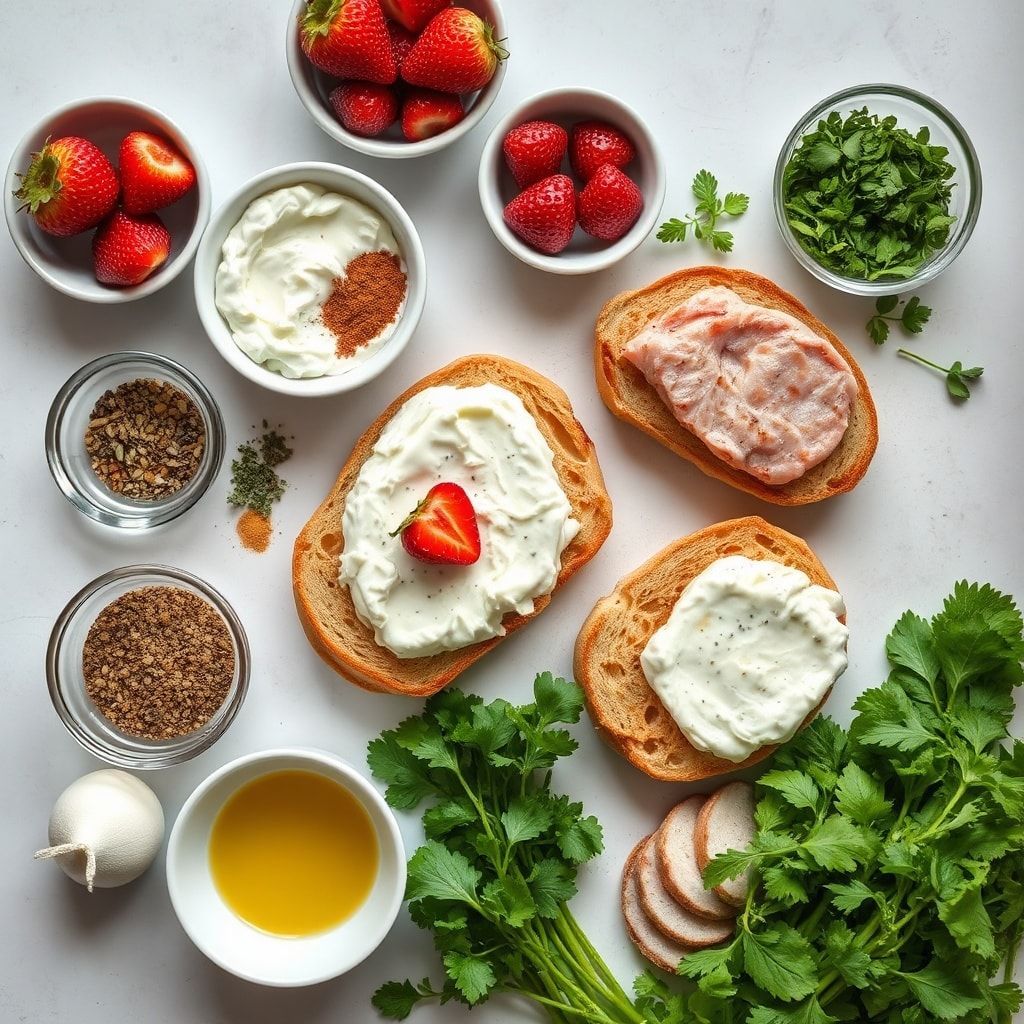 Ingredients for Roasted Strawberry Whipped Ricotta Toast Recipe – Easy Weekend Brunch
