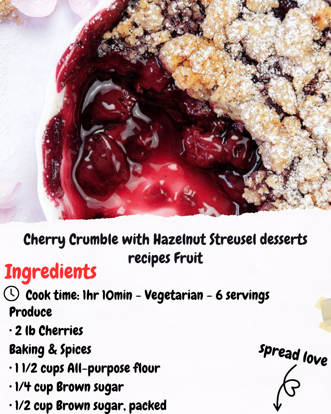 Cherry Crumble with Hazelnut Streusel desserts recipes Fruit