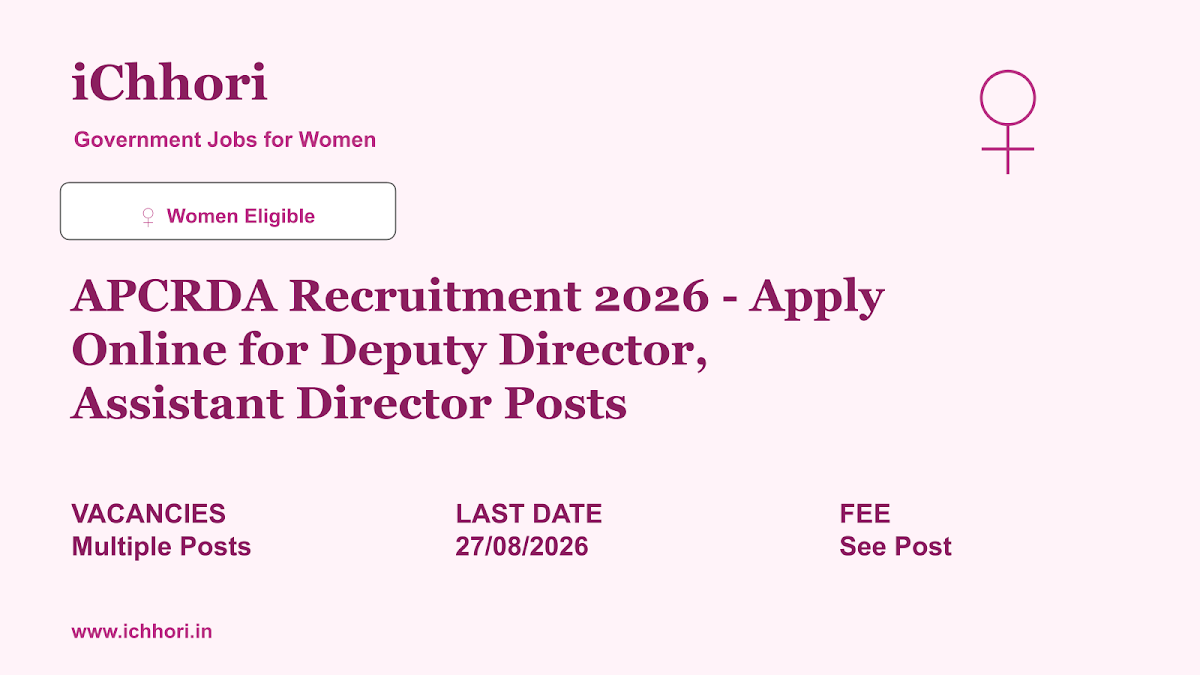 APCRDA Recruitment 2026 - Apply Online for Deputy Director, Assistant Director Posts - iChhori