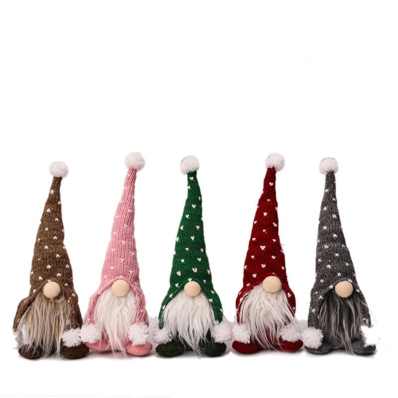 Sitzende Weihnachts-Wichtelfigur mit Strickmütze