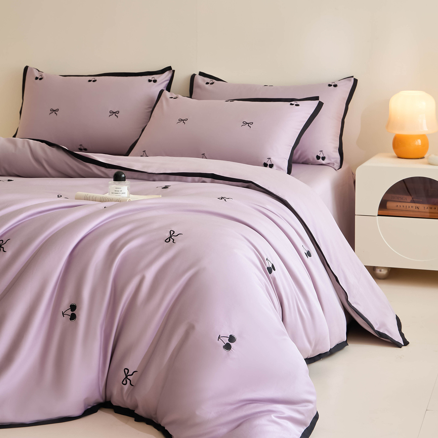 Korean Bedding with Embroidery, 4-piece, Cotton