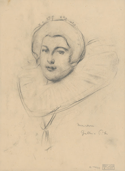 A study of a womans head according to a miniature in the PITTI gallery