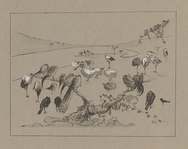 Groep slapende vogels 1892
