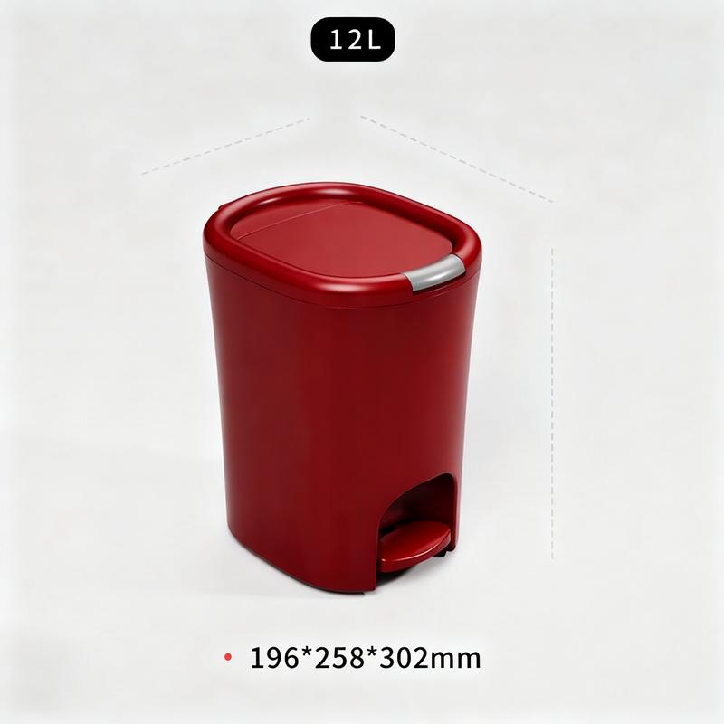 Plastic bin with foot pedal and lid