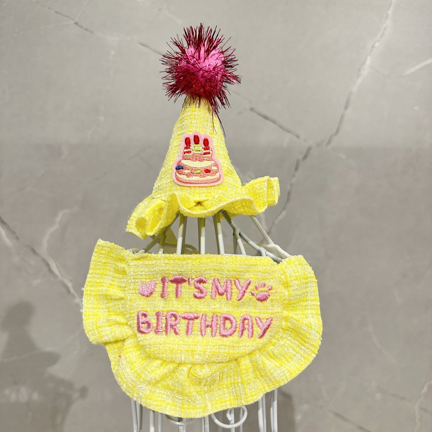 Birthday set for pets with hat and bib