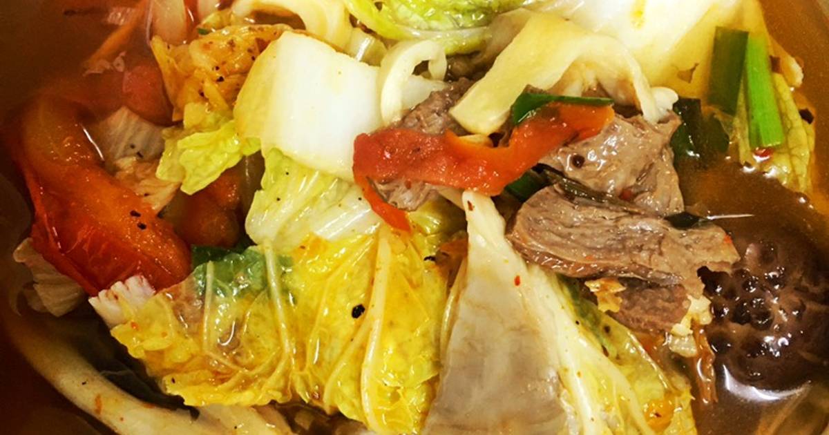Canh kim chi thịt bò chay