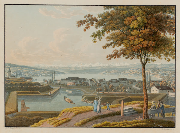 Vue du lac et des environs de Zurich depuis le Rempart du Chat 1915 1945