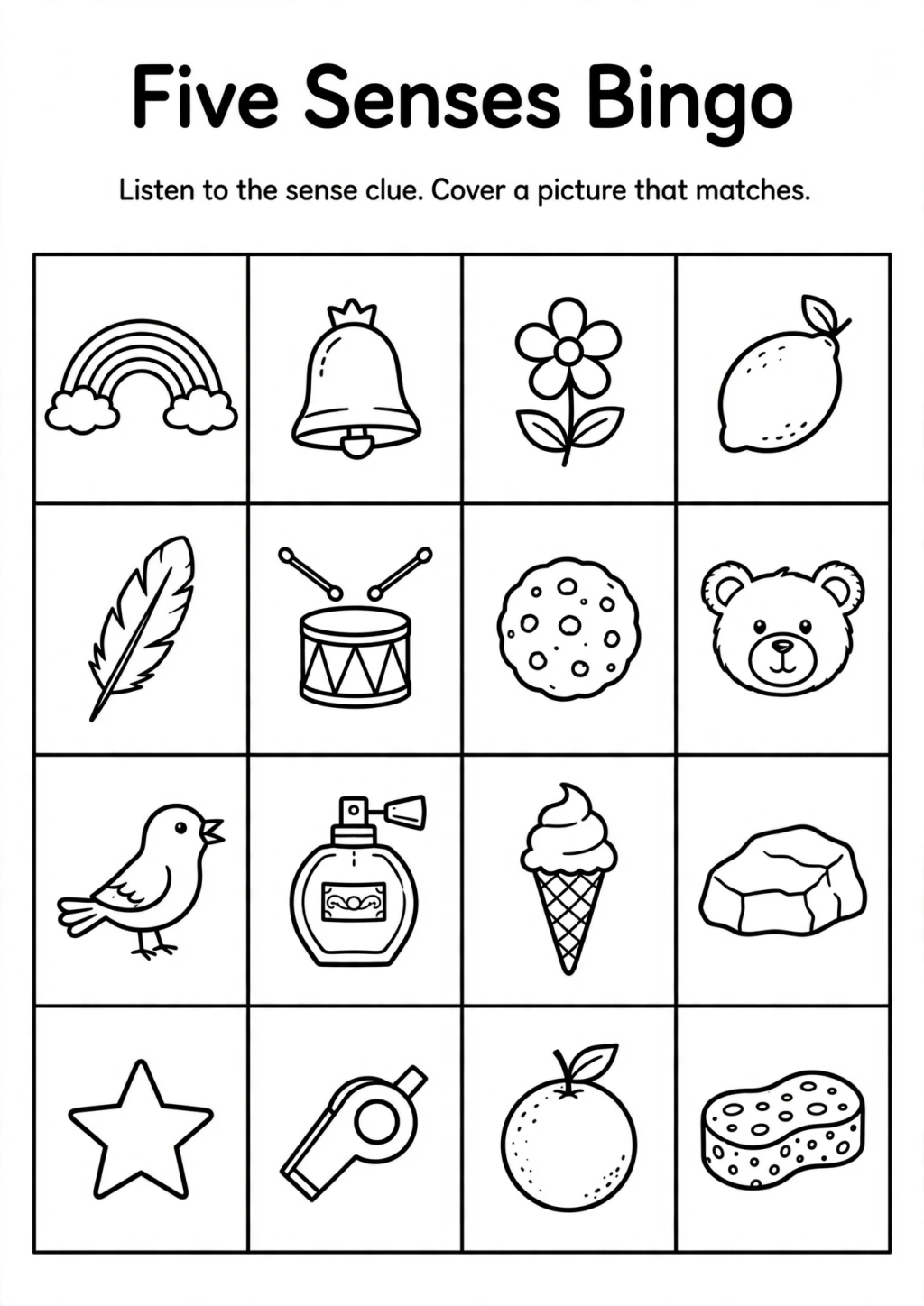 Five Senses Bingo