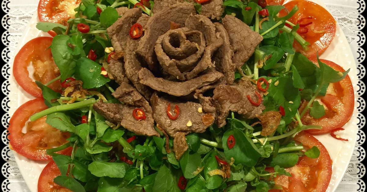 Xà lách xoang trộn thịt bò dầu giấm