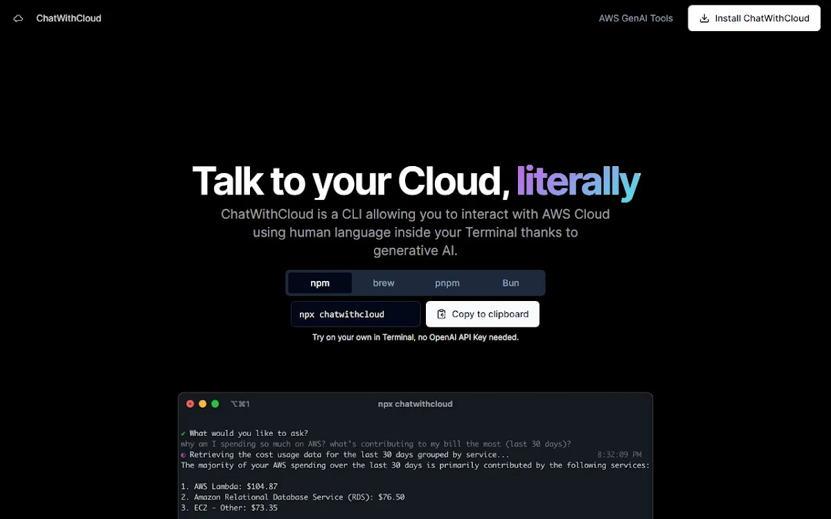 Captura de ChatWithCloud