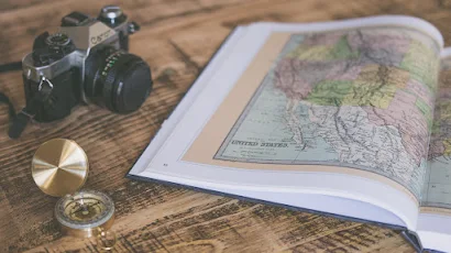 Map, Camera, Books, Usa, Compass 4K Wallpaper Background