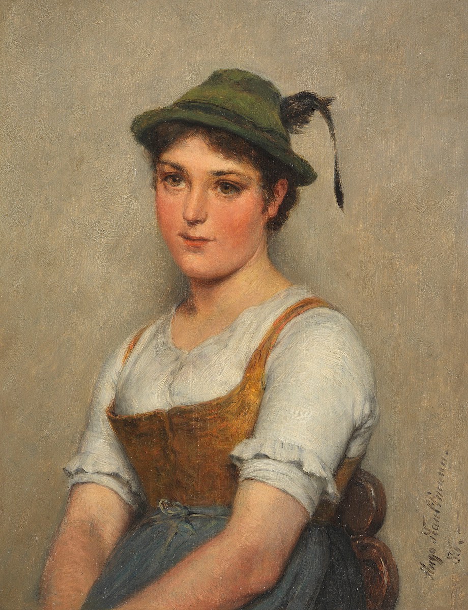 Junges Mädel mit grünem Hut 1886