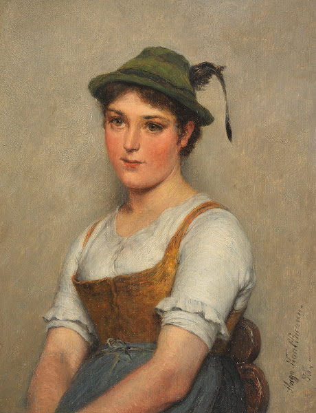 Junges Mädel mit grünem Hut 1886
