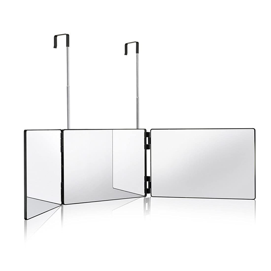 Three-part folding mirror with hook, optional with LED
