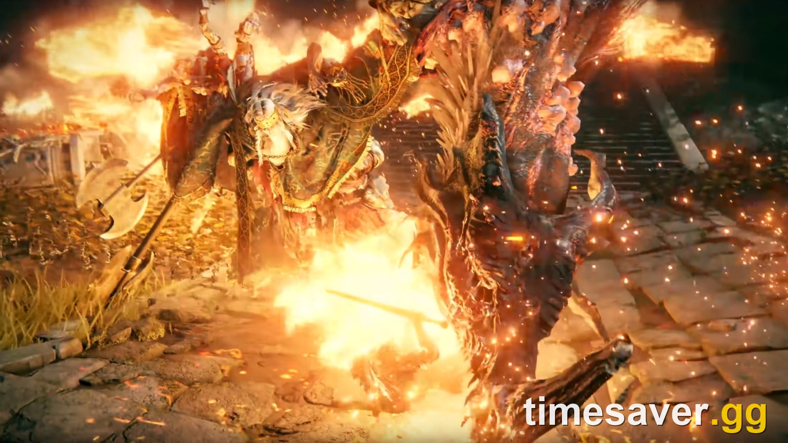 Godrick the Grafted in phase 2, a grafted dragon head on his arm breathing fire