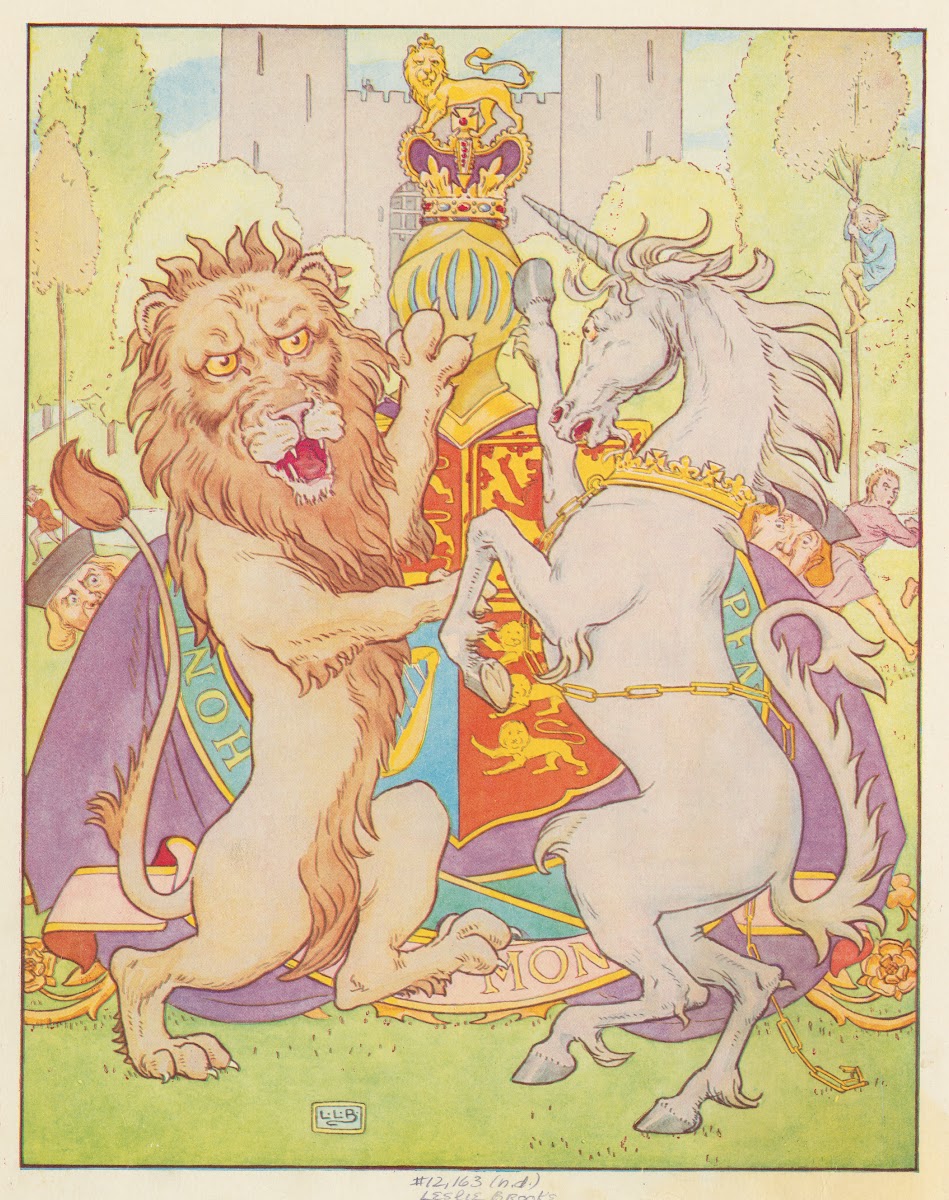 The lion and the unicorn were fighting for the crown