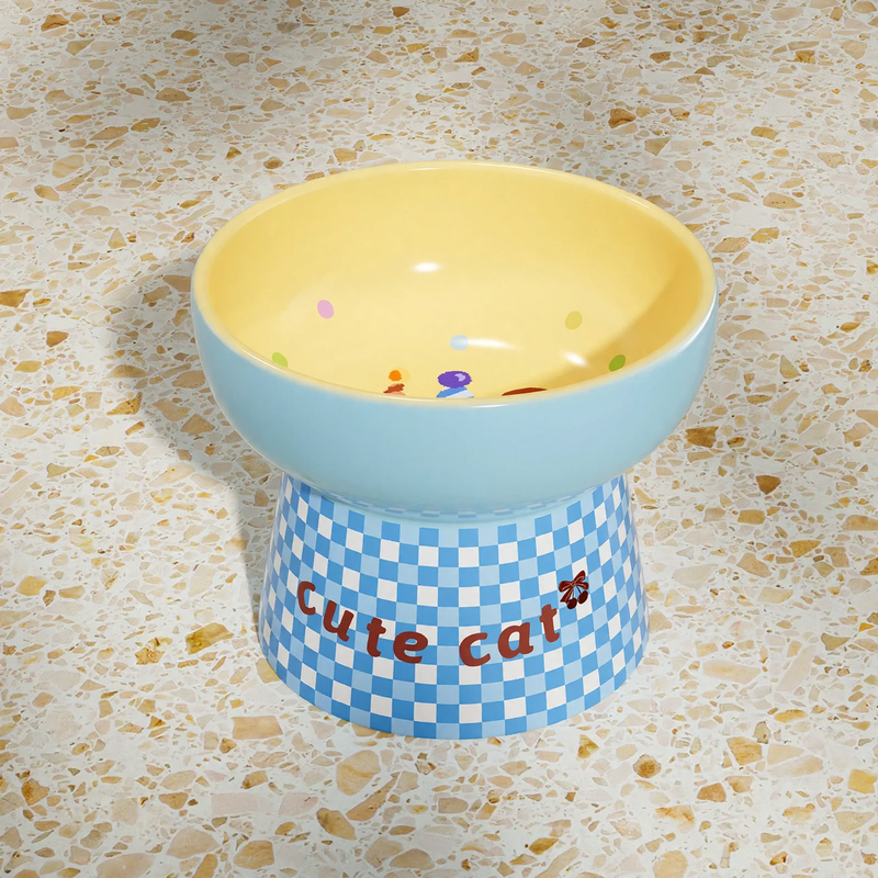 High-foot ceramic bowl for dogs and cats