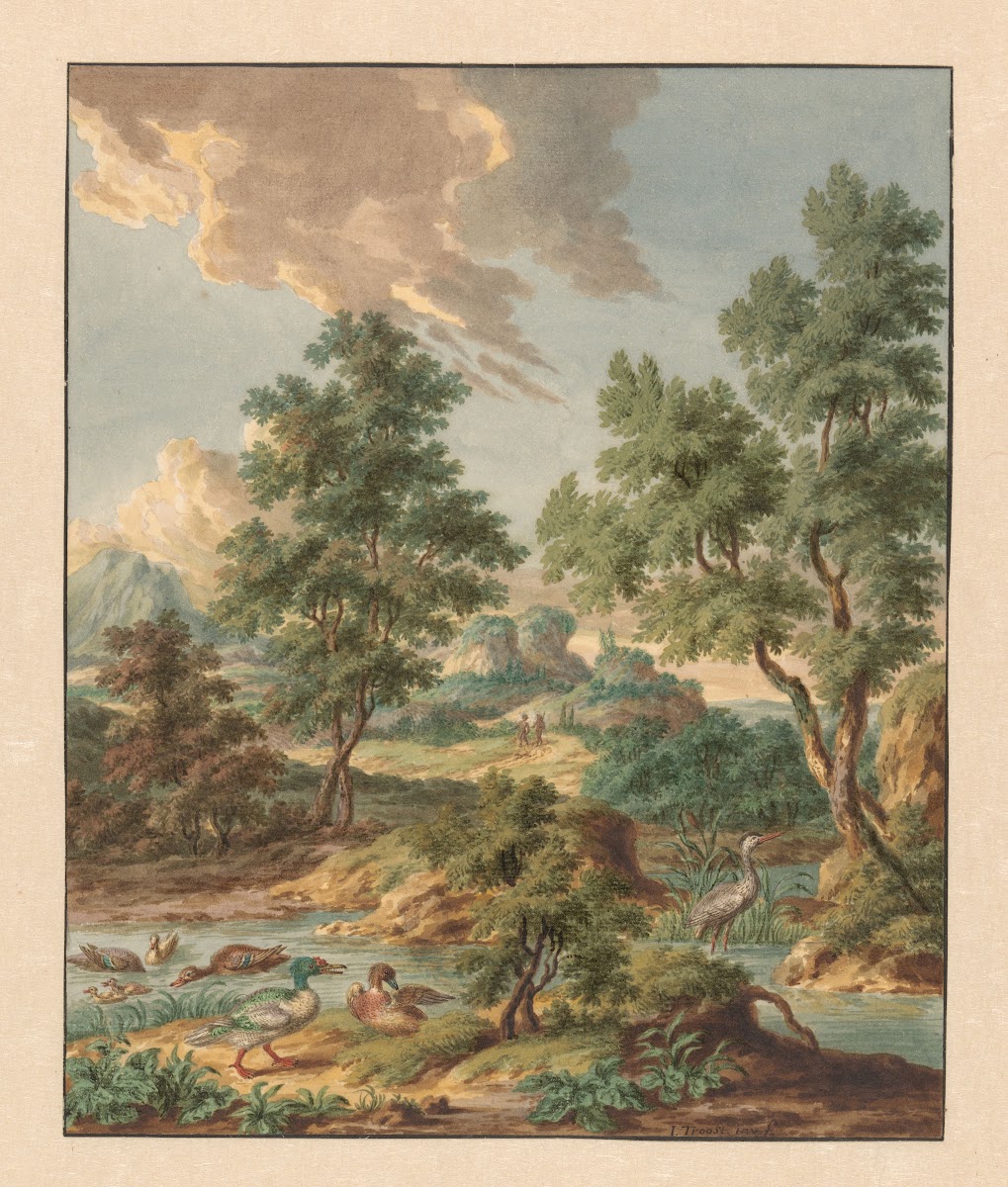 Landschap met watervogels in een poel 1754   1791