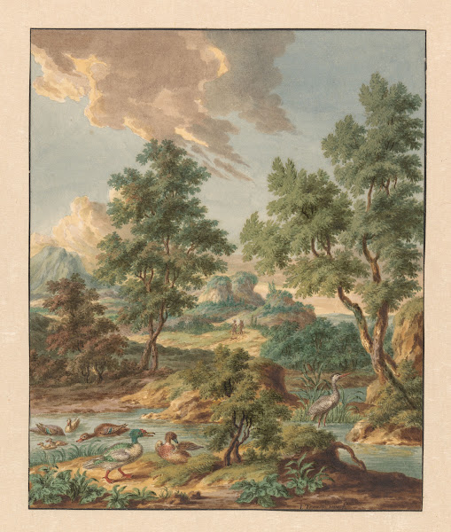 Landschap met watervogels in een poel 1754   1791