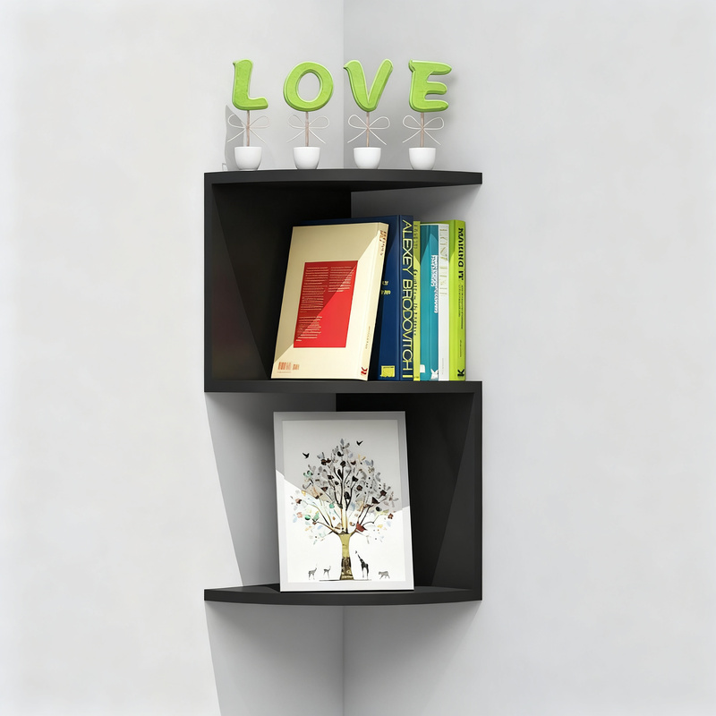 Triangular corner shelf, artificial wood, various sizes