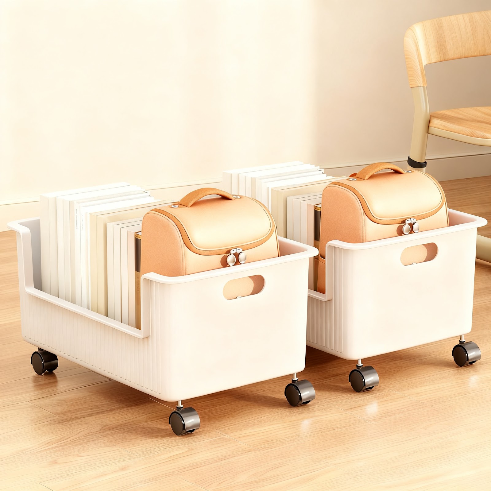 Wheeled book box for desk and floor