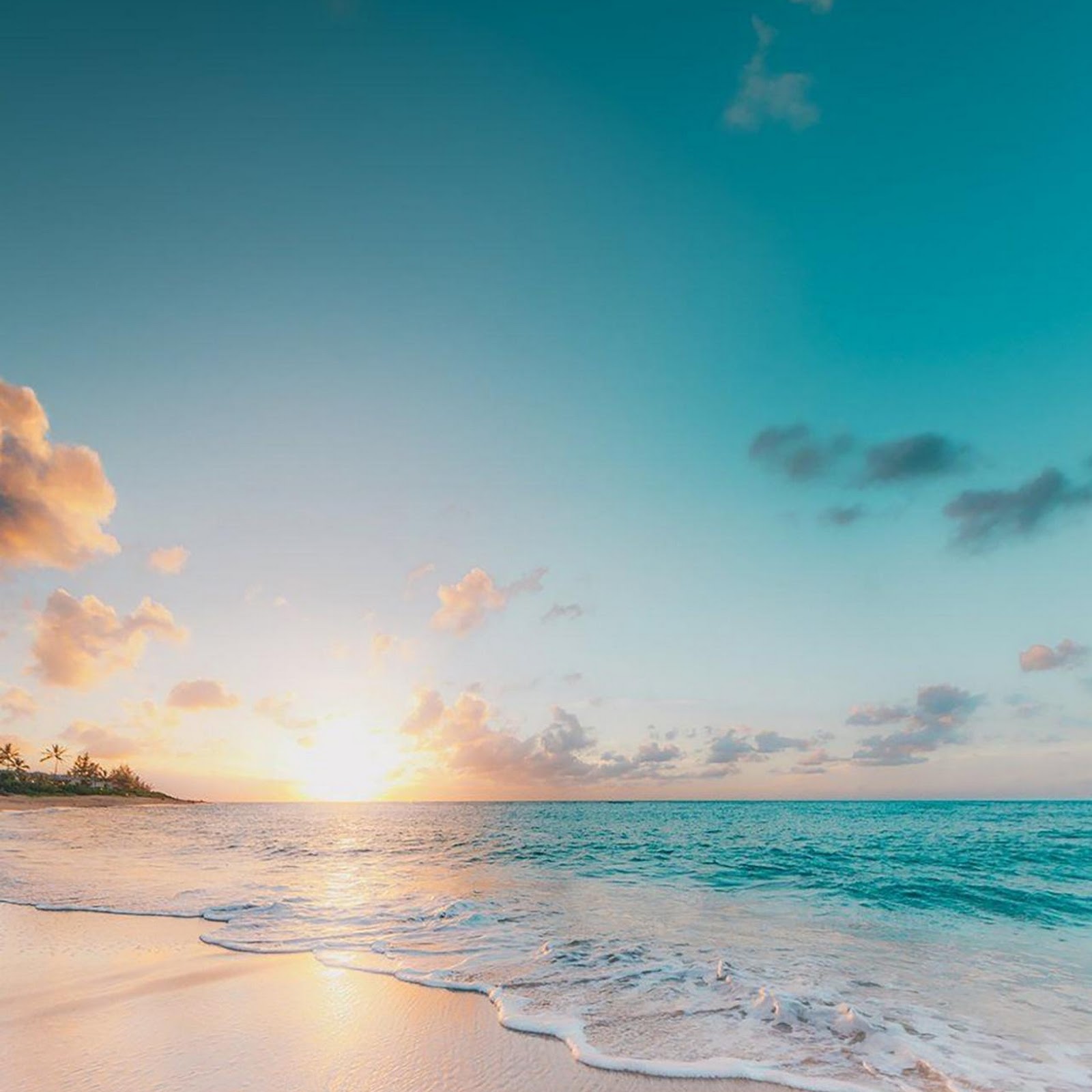 Download Tropical Sandy Beach Sunset Full HD iPhone