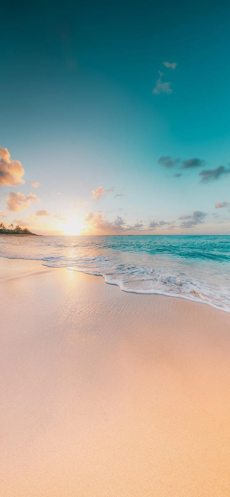 Tropical Sandy Beach Sunset - Nature Photography Full HD iPhone Wallpaper (1284x2778)