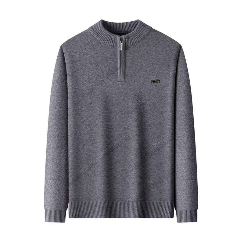 Herren-Strickpullover mit Stehkragen und Reißverschluss