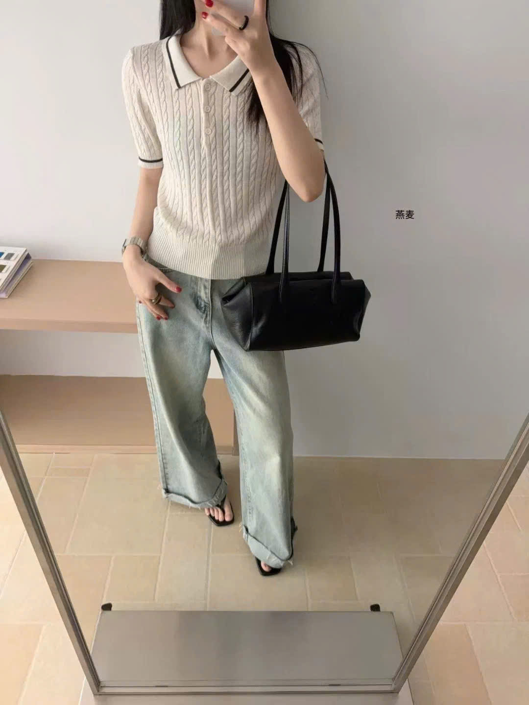 Áo len cổ bẻ trơn viền cổ XONXEN SHOP 5116 – Image 2