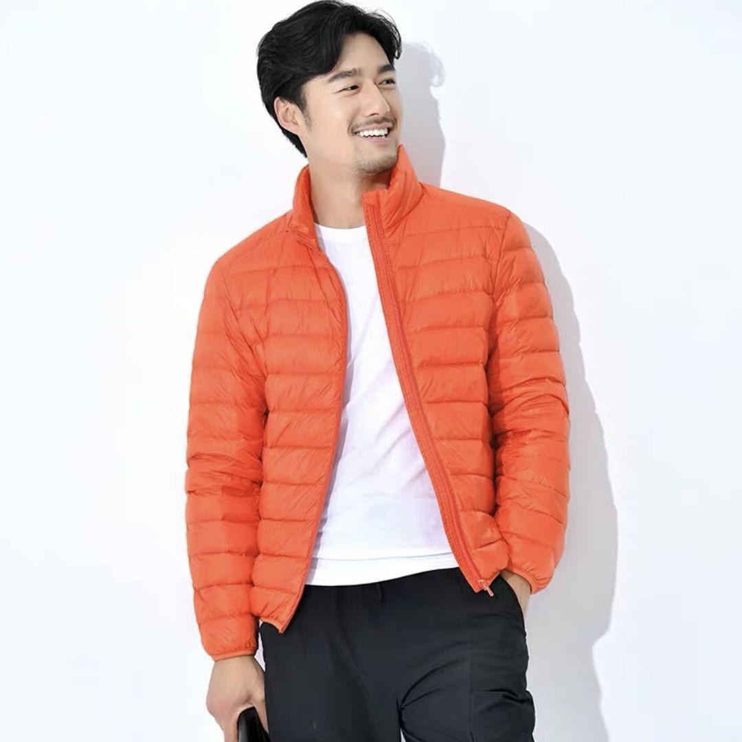 Men's down jacket, short, slim fit, with white duck down