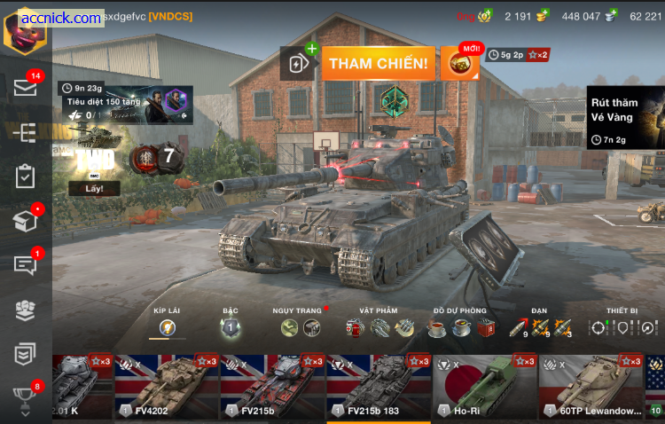 Bán acc WoT Blitz khủng, acc có 7 xe tak cấp 10 VK 72.01 K,...