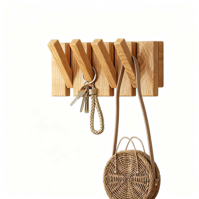 Wooden Wall Coat Rack Piano Key Design, 4–12 hooks