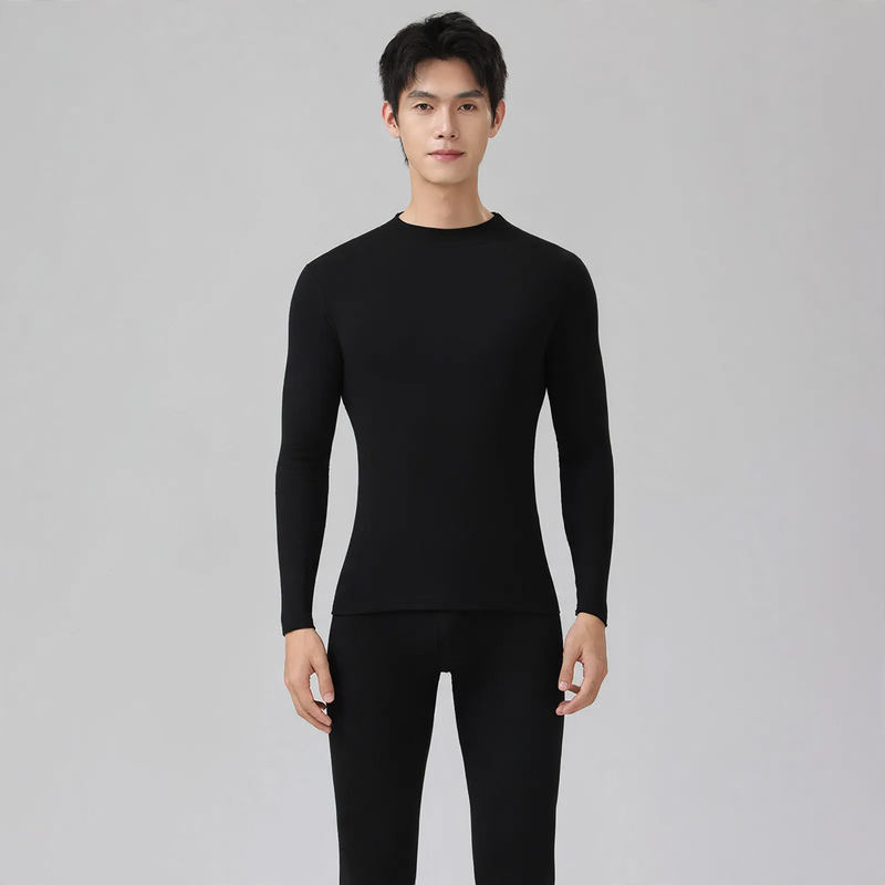 Thermal underwear set with stand-up collar, padded