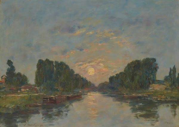 Saint Valéry sur Somme Effet de lune sur le canal 1891