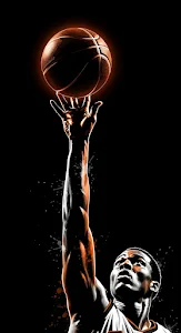 Basketball Player Spinning Ball Dramatic Orange Glow Art